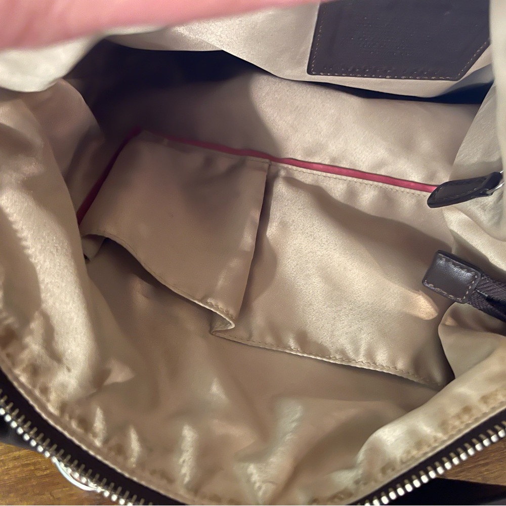 Coach Brown Signature Hobo Shoulder Bag with Scarf Accent - Picture 7 of 9